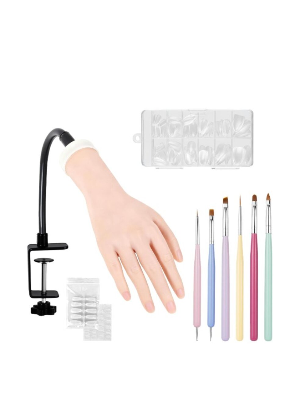 Flexible Nail Practice Hand Kit With Clamp Stand